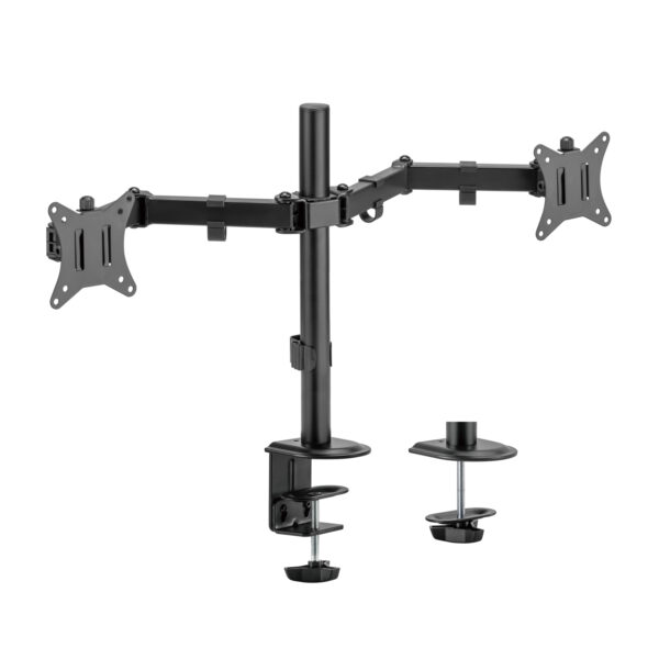 Soporte de Mesa ECO Giratorio e Inclinable para Monitor/TV 9Kg (3 Pivotes, 2 Brazos) de 17-32, Negro