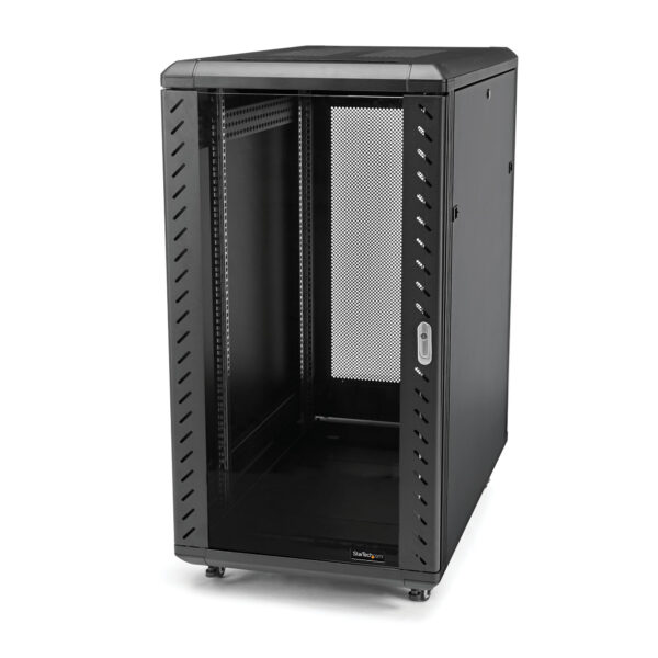 Armario Rack para Servidores 18U 19" 4 Columnas - Rack de Servidores con Cerradura y Seguro - Rack con Ruedas y Carriles de Montaje Ajustables para Equipo de Red