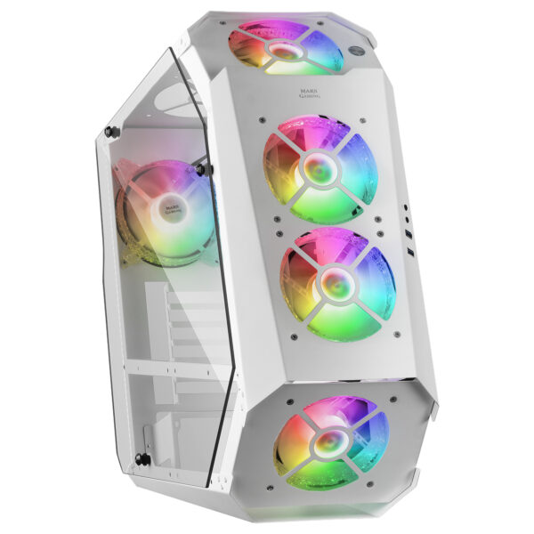 MC51W, Caja PC Gaming ATX, Doble Cristal Templado, 5x Ventilador RGB 12cm, Blanco