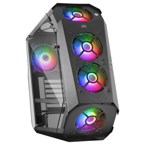 MC51, Caja PC Gaming ATX, Doble Cristal Templado, 5x Ventilador RGB 12cm, Negro