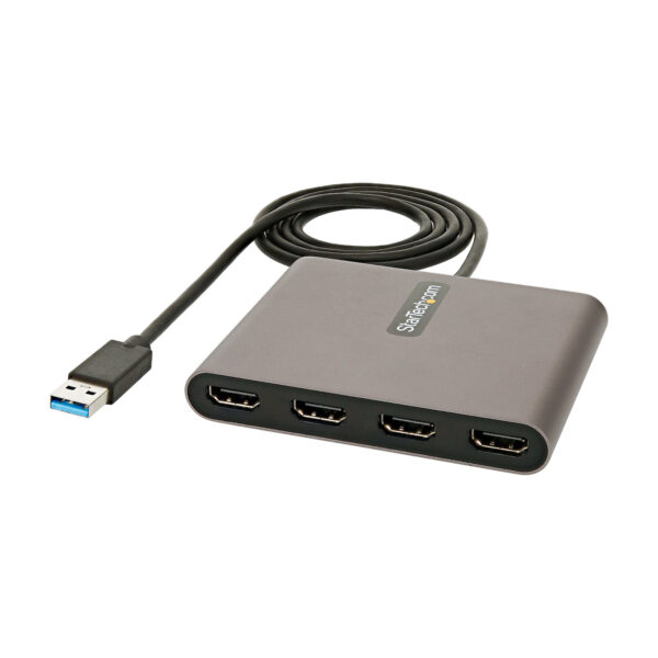 Adaptador USB 3.0 a 4 Puertos HDMI - Tarjeta Gráfica y de Vídeo Externa - Dongle Llave USB-A a 4x HDMI - 1080p a 60Hz - Conversor Multimonitor USB a HDMI - Solo para Windows