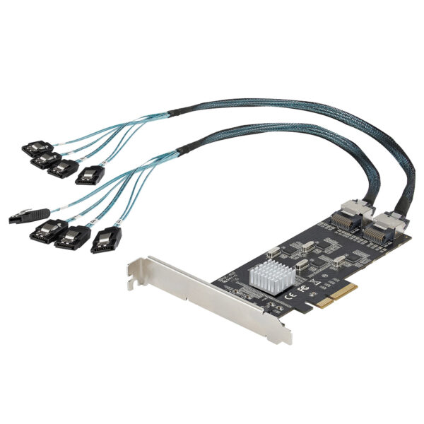 Tarjeta PCIe de 8 Puertos SATA - Tarjeta Adaptadora de Expansión PCI Express SATA con 4 Controladores de Host - Tarjeta Controladora PCIe SATA - SATA III