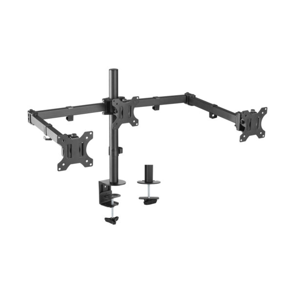 Soporte De Mesa Eco Giratorio E Inclinable Para 3 Monitores 7kg (3 Pivotes, 2 Brazos) De 13-27, Negro