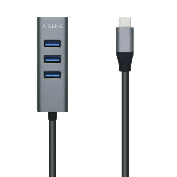 Hub USB 3.1 USB-C, USB-C/M - 4x Tipo A/H, Gris, 10 cm