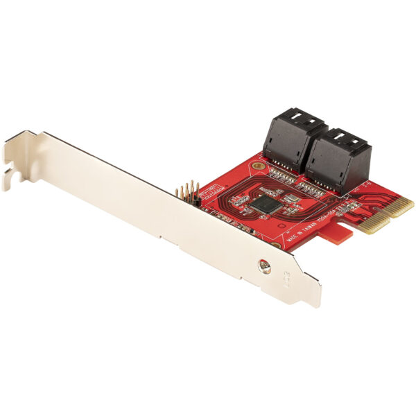 Tarjeta PCIe Controladora SATA de 4 Puertos - Tarjeta de Expansión PCI Express SATA - 6Gbps - Perfil Bajo/Completo - Conectores SATA Apilados - ASM1164 sin RAID