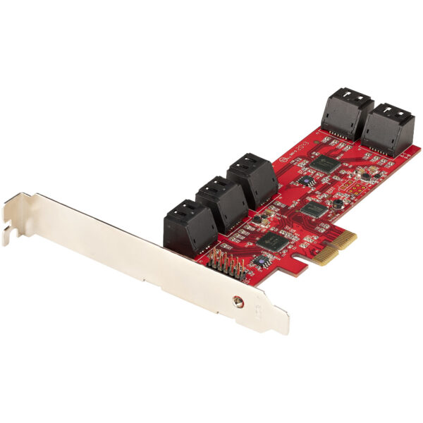 Tarjeta PCIe Controladora SATA de 10 Puertos - Tarjeta de Expansión PCI Express SATA - 6Gbps - Perfil Bajo/Completo - Conectores SATA Apilados - ASM1062 sin RAID
