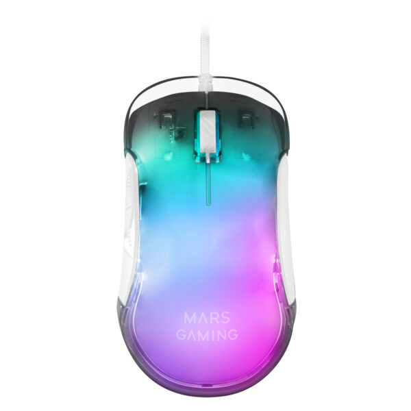 MMGLOWW, Ratón Gaming RGB Chroma-Glow, Acabado Espejo, Ultraligero, 12800 DPI, Blanco