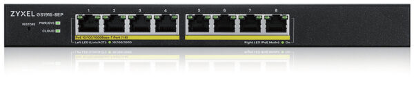 GS1915-8EP Gestionado L2 Gigabit Ethernet (10/100/1000) Energía sobre Ethernet (PoE) Negro