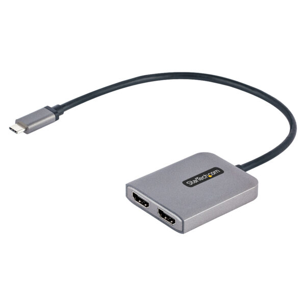 Adaptador USB-C a HDMI Doble - Hub MST USB Tipo C - Divisor Extensor de Monitor HDMI 4K 60Hz para Portátil - HDR - con Cable Incorporado Extra Largo - Solamente para Windows