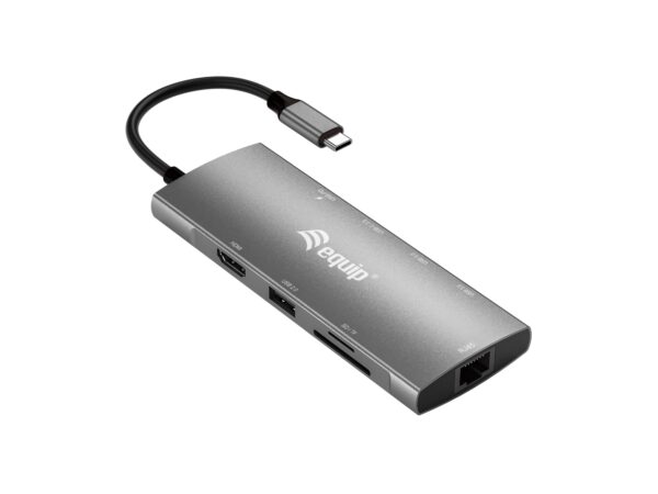 Adaptador multifunción USB-C 9 en 1, HDMI 4K/60Hz, Gigabit LAN, USB 3.2 GEN1, SD/TF, 100W USB PD