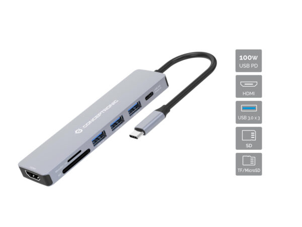 DONN19G base para portátil y replicador de puertos Alámbrico USB 3.2 Gen 1 (3.1 Gen 1) Type-C Gris
