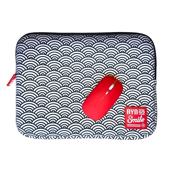 Laptop sleeve Kimono 13"-14" Seigaiha + Mouse
