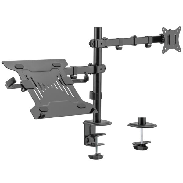 EW1519 soporte para ordenador portátil Soporte de mesa con estante para ordenador portátil y brazo para monitor Negro 39,6 cm (15.6")