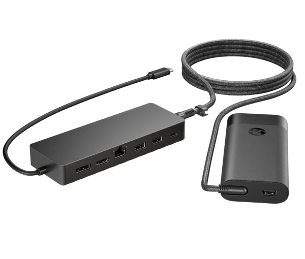 Combinación de concentrador USB-C universal y cargador para portátil