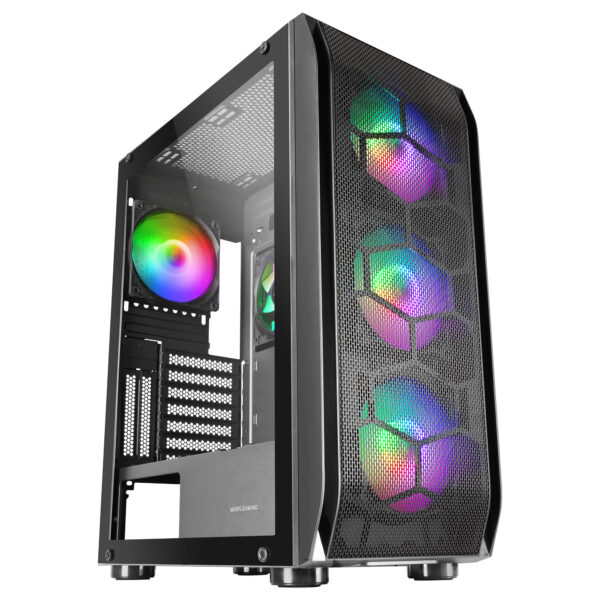 MC-KX, Torre Gaming Premium E-ATX, Sistema CPU Freezer, 5 Ventiladores ARGB Ultra-silenciosos, Controladora ARGB y Mando RF, Frontal Mesh, Negro