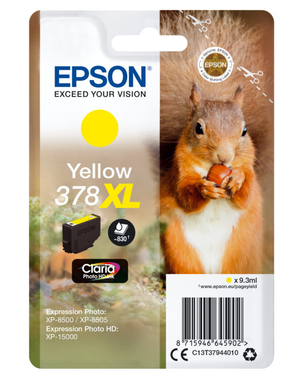 Squirrel Singlepack Yellow 378XL Claria Photo HD Ink