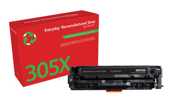 Everyday Tóner Everyday Negro remanufacturado de Xerox es compatible con HP 305X (CE410X), Capacidad alta