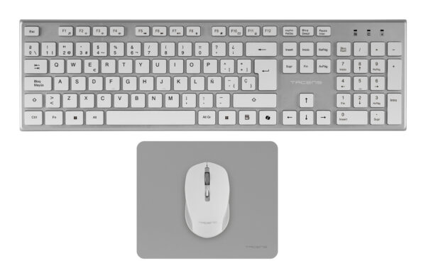 6ZENITHWES teclado Ratón incluido Hogar / Oficina RF inalámbrico QWERTY Español Plata, Blanco
