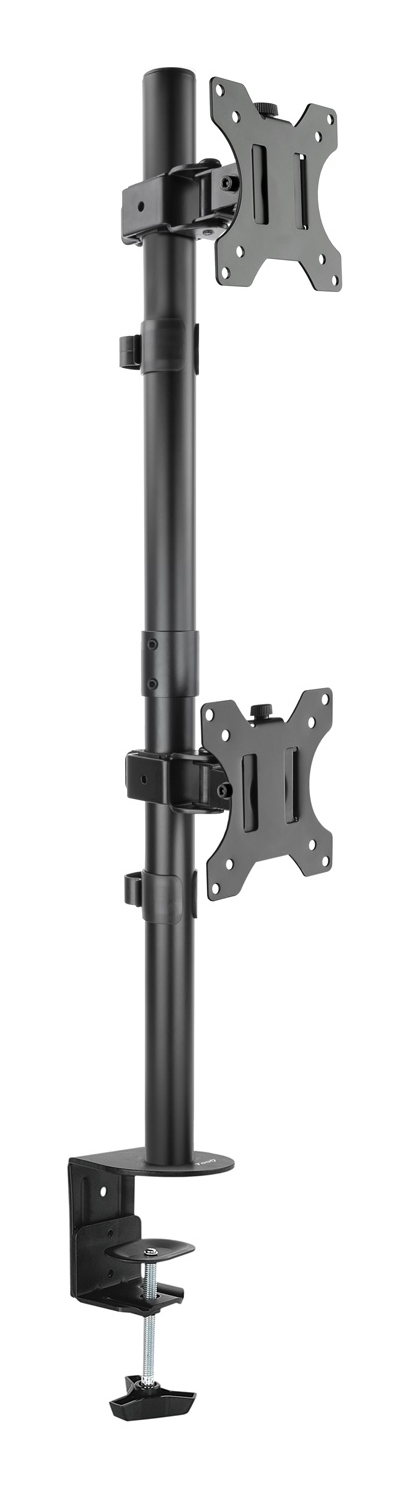 Soporte de Mesa, Giratorio e Inclinable, Vertical, para 2 Pantallas 13-32, Negro