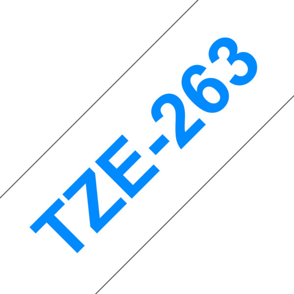 TZE-263 cinta para impresora de etiquetas Azul sobre blanco
