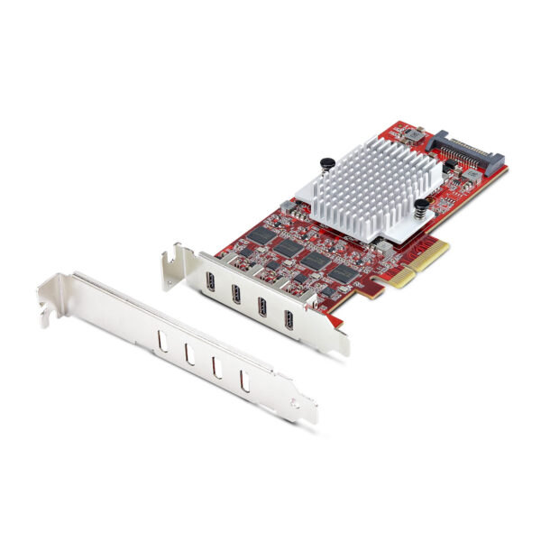 Tarjeta PCIe USB-C de 4 Puertos - Hub Interno USB Tipo C - USB 3.2 10Gb - 4 Controladores Independientes USB - TAA