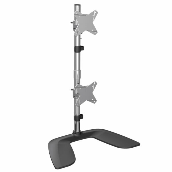Soporte VESA para 2 Monitores de hasta 27" - Base para Monitor Ergonómica de Sobremesa - de Montaje para 2 Monitores Apilados Verticalmente - Altura Ajustable - Plata