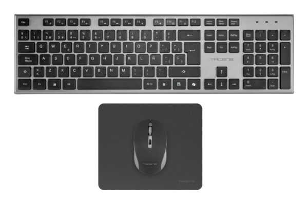 6ZENITHES teclado Ratón incluido Hogar / Oficina RF inalámbrico QWERTY Español Gris