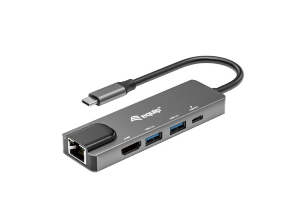 Adaptador multifunción USB-C 5 en 1, HDMI , Gigabit LAN, USB 3.2 GEN1, 100W USB PD