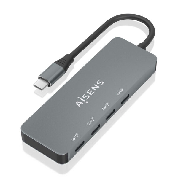 Hub USB 3.2 Gen2 10G USB-C, USB-C/M-4xUSB-C/H, Gris, 15cm