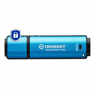 IronKey 64GB USB-C Vault Privacy 50C cifrado AES-256, FIPS 197