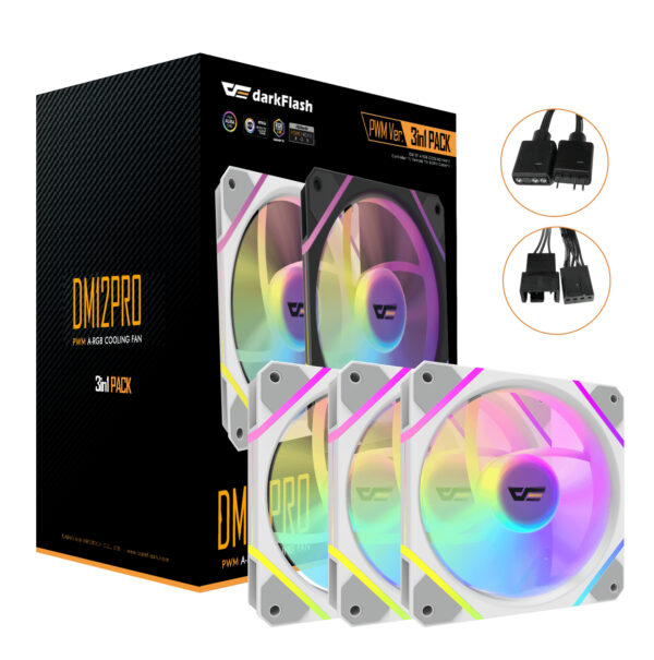 DF-DM12 PRO 3IN1-W-ES1 sistema de refrigeración para ordenador Carcasa del ordenador Refrigerador de aire 12 cm Blanco