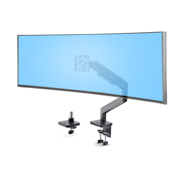 Soporte VESA de Sobremesa para Monitor Curvo de 49" Ultraancho 32:9 - Brazo VESA para Monitor con Grommet/Mordaza - Base VESA - Ajuste sin Herramientas - Capacidad de 20kg