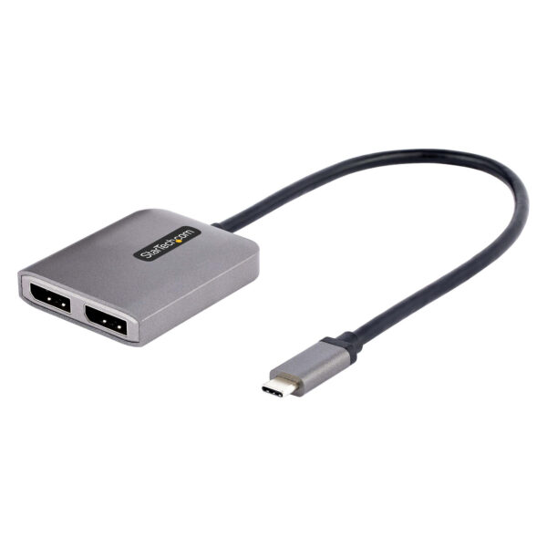 Adaptador USB-C a DisplayPort 1.4 Doble - Hub MST USB C Multi Monitor - Divisor Multiplicador DP Doble 5K 60Hz DP - HDR - con Cable Extra Largo Incorporado - Solamente para Windows