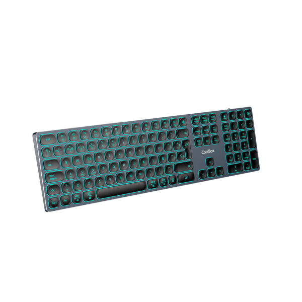 TECLADO INALAMBRICO RETROILUMINADO MOONLIGHT KEY B431 USB-C+BT5.1+RF2.4G GRIS OSCURO DE ALUMINIO