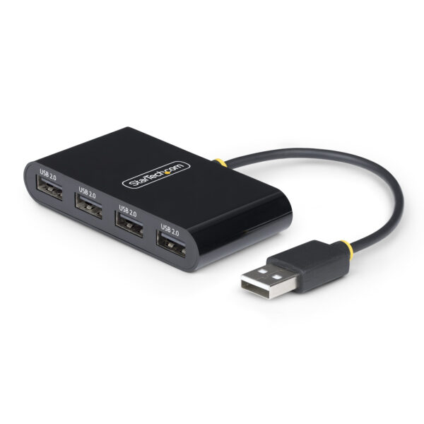 Hub USB 2.0 de 4 Puertos - Ladrón USB Alimentado por el Bus - 480Mbps - Hub Portátil Externo USB - Multiplicador USB - Protección de Sobrecorriente