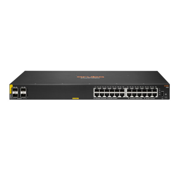 Aruba Networking CX 6100 24G Class4 PoE 4SFP+ 370W Gestionado L3 Gigabit Ethernet (10/100/1000) Energía sobre Ethernet (PoE) 1U Negro