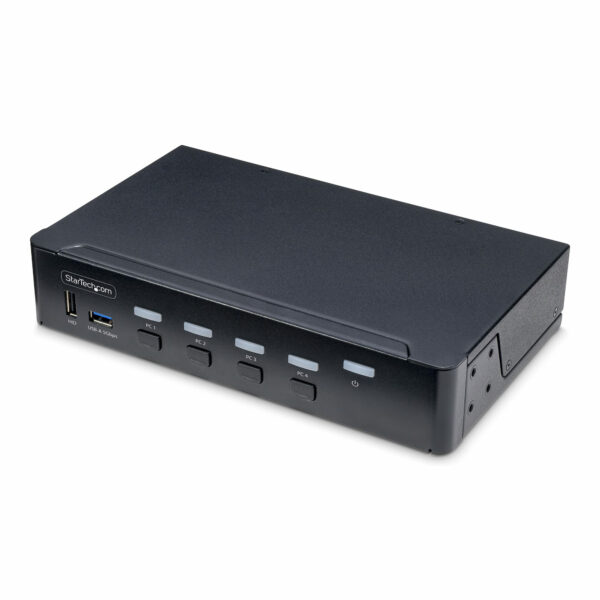 Switch KVM de 4 Puertos DisplayPort para Un Monitor - 4K 60Hz - Hub Ladrón de 6 Puertos USB - TAA - DisplayPort 1.2 - Independiente del Sistema - TAA