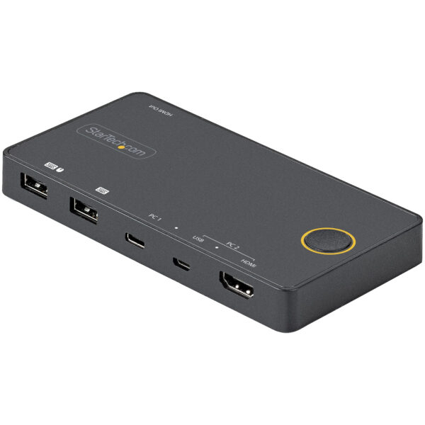Switch Conmutador de 2 Puertos Híbrido USB-A HDMI y USB-C para 1 Monitor HDMI 2.0 4K de 60Hz para Ordenador de Sobremesa o Portátil - Alimentado por el Bus - Compatible con Thunderbolt 3