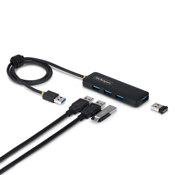 Hub USB-A de 4 Puertos - 5 Gbps - Ladrón USB Alimentado por el Bus USB - Concentrador de 4 Puertos - Plástico PCR - Cable de 61cm - Hub Universal Serial Bus para Portátil