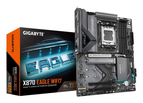 X870 EAGLE WIFI7 Placa Base - Compatible con CPUs AMD Ryzen 9000, 14+2+2 fases VRM, hasta 8000MHz DDR5 (OC), 1xPCIe 5.0 + 2xPCIe 4.0, Wi-Fi 7, LAN 2.5GbE, USB 4