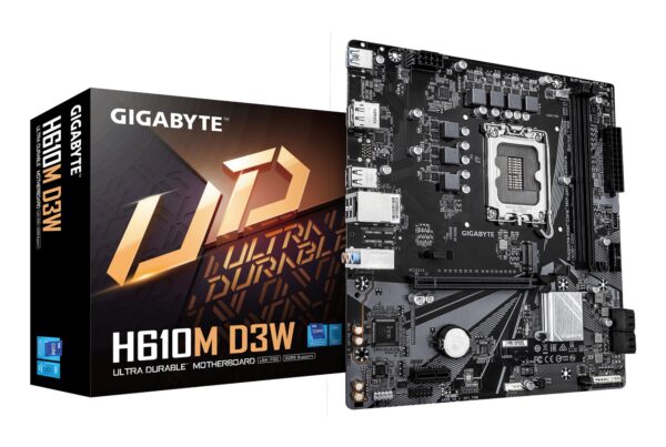 H610M D3W Placa Base - Compatible con procesadores Intel Core de 14ª generación, VRM de 5+1+1 fases, hasta 5600MHz DDR5, 1xPCIe 3.0 M.2, LAN 1GbE, USB 3.2 Gen 1