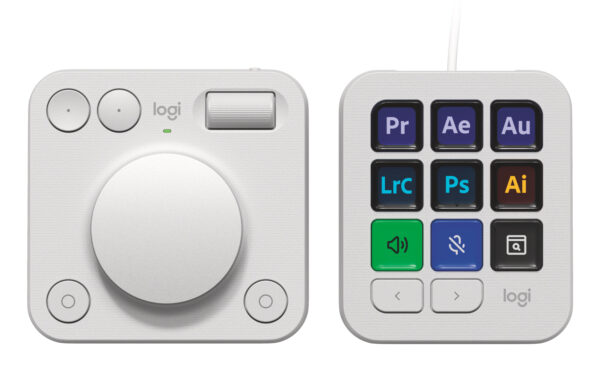 MX Creative Console, keypad programable con 9 teclas LCD personalizables y dial de control para diseño gráfico, edición de vídeo, fotografía, uso con Adobe, Zoom, Spotify, etc. Color Gris