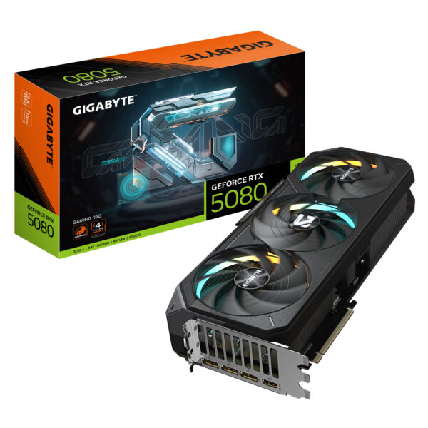 GeForce RTX 5080 GAMING 16G Tarjeta Gráfica - 16GB GDDR7, 256 bits, PCI-E 5.0, 2617MHz Core Clock, 3 x DisplayPort, 1 x HDMI, NVIDIA DLSS 4, GV-N5080GAMING-16GD