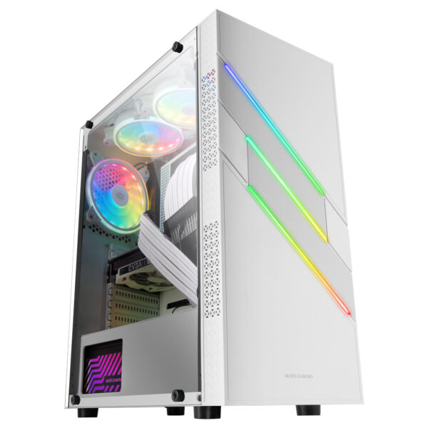 MC-U3, Caja PC Gaming ATX XL, Frontal Triple ARGB, Ventilador 12cm ARGB, Ventana Cristal Templado, Blanco