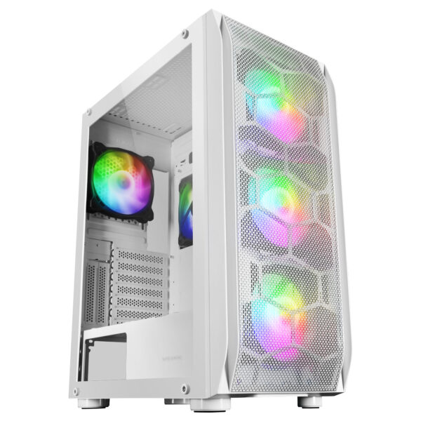 MC-KX, Torre Gaming Premium E-ATX, Sistema CPU Freezer, 5 Ventiladores ARGB Ultra-silenciosos, Controladora ARGB y Mando RF, Frontal Mesh, Blanco