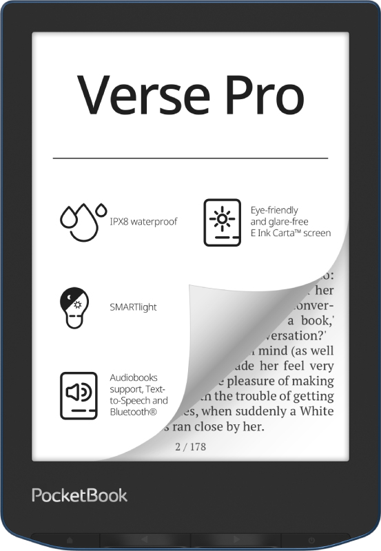 Verse Pro lectore de e-book Pantalla táctil 16 GB Wifi Negro, Azul