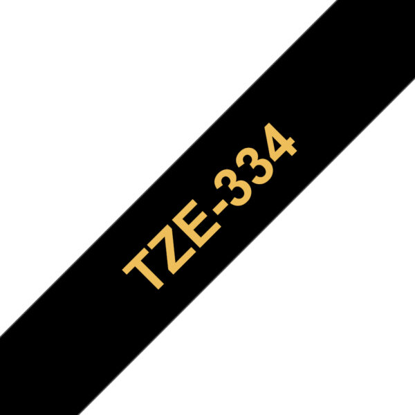 TZE-334 cinta para impresora de etiquetas Oro sobre negro