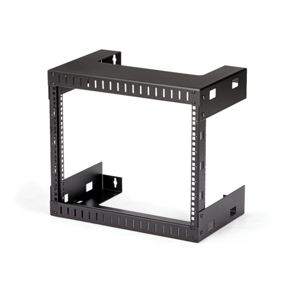 Rack de Servidores Abierto de 8U de Pared - de 19 Pulgadas - de 2 Columnas - con 12 Pulgadas de Profundidad - para Equipo de AV - Panel de Parcheo