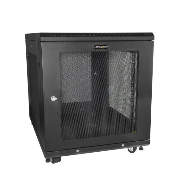 Armario Rack para Servidores 12U 19" 4 Columnas - Rack de Servidores con Cerradura y Seguro - Rack con Ruedas y Carriles de Montaje Ajustables para Equipo de Red