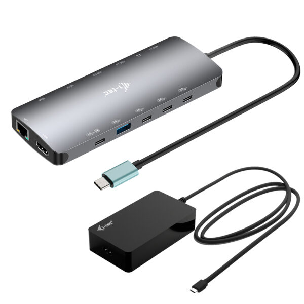 Metal USB-C Nano 3x Display Dock, 2x HDMI 1x USB-C video with Power Delivery 140W + Universal Charger 140 W
